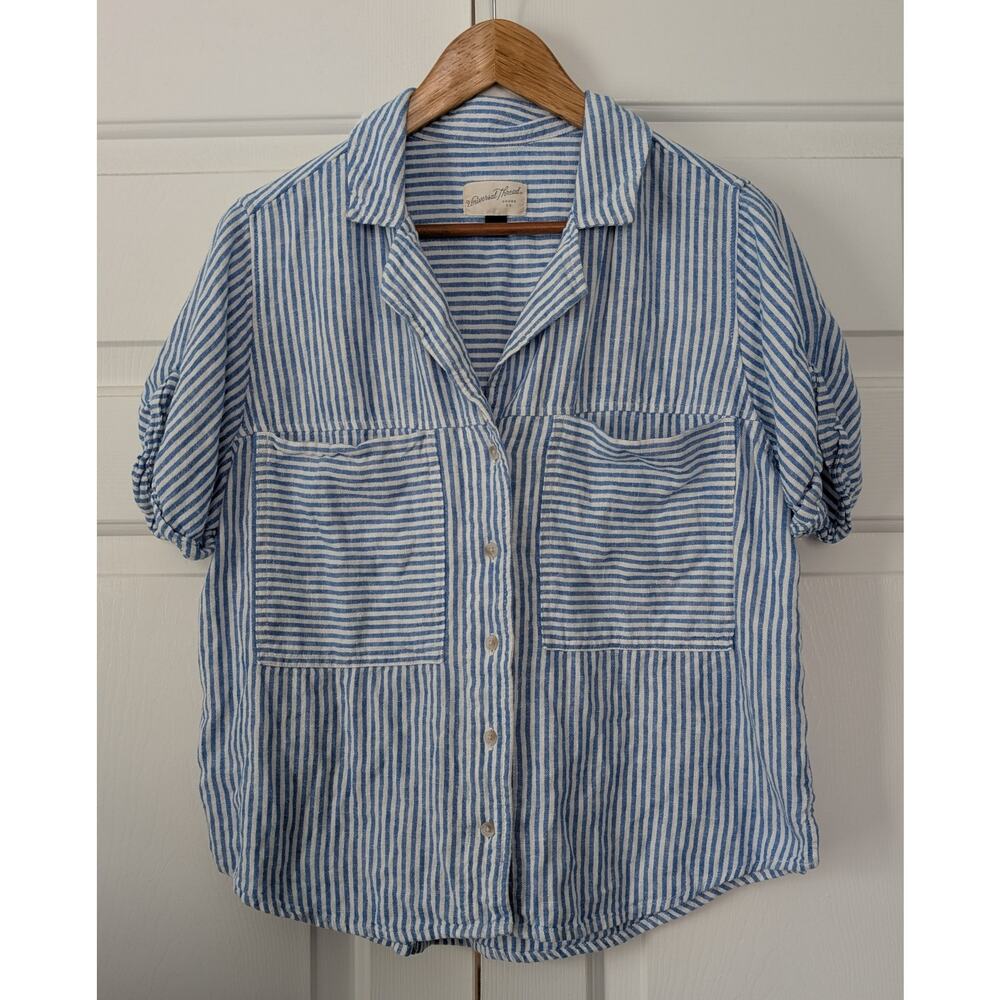 Universal Thread Striped Linen Blend Top